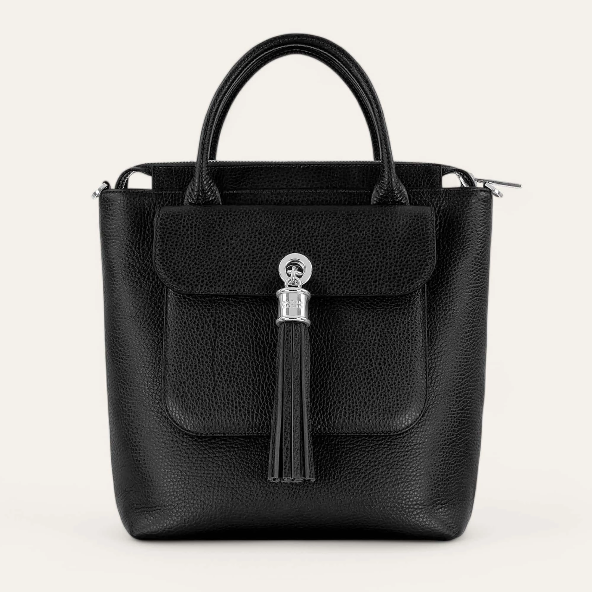 Essential Gear Outdoor Carry Mini P Backpack | Black with Silver hardware