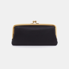 Designer Inspired Cora Large Frame Wallet In Pebbled Leather - Black