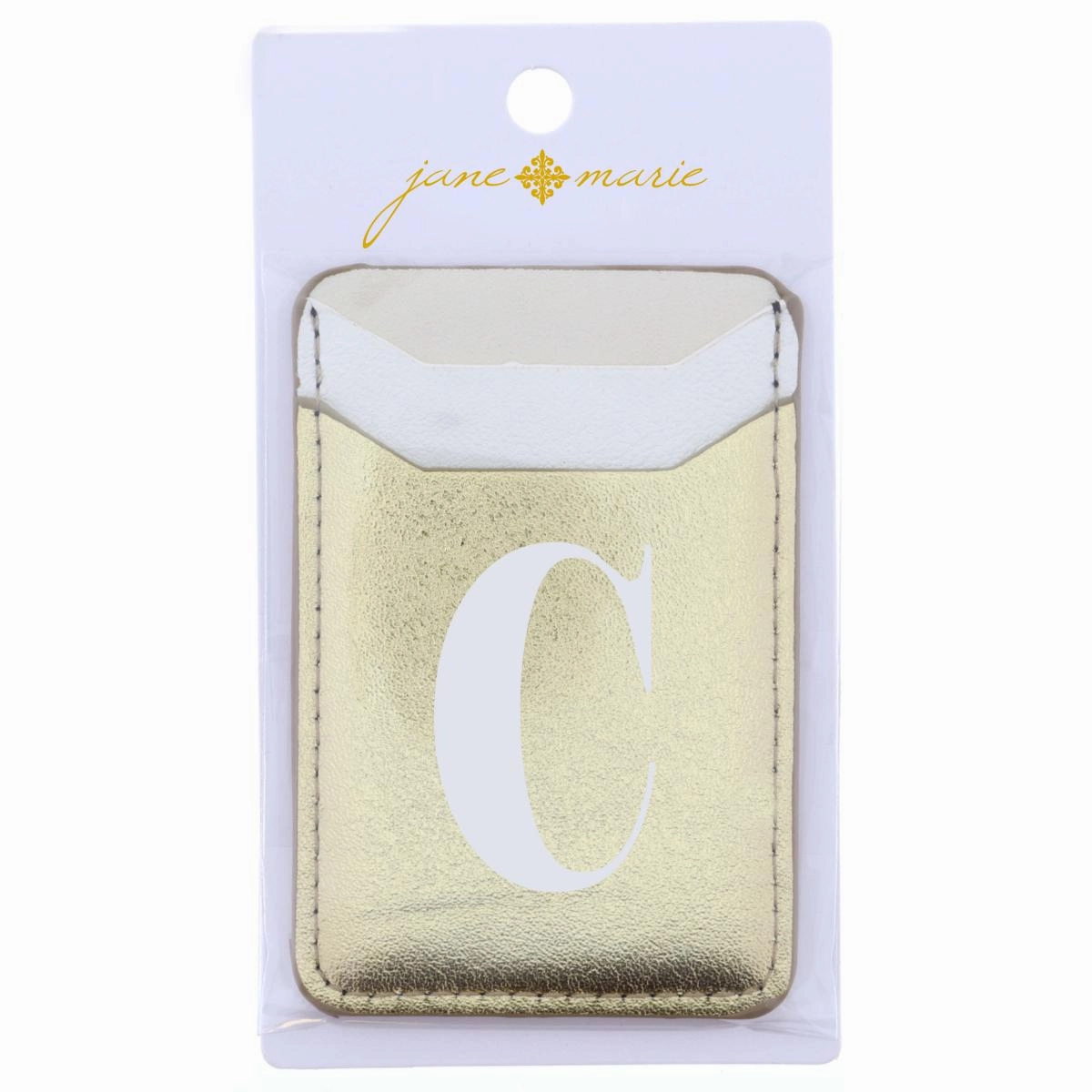 Cream, White, and Gold with Initial C Phone Wallet Refined Geometry