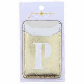 Pocket Accessory Timeless Geometry Cream, White, and Gold with Initial P Phone Wallet