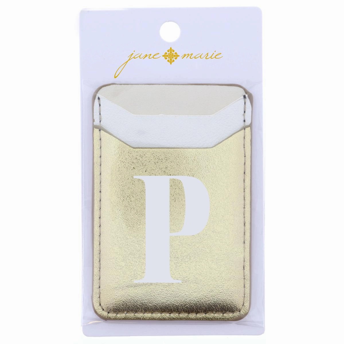 Cream, White, and Gold with Initial P Phone Wallet Fashion Geometry