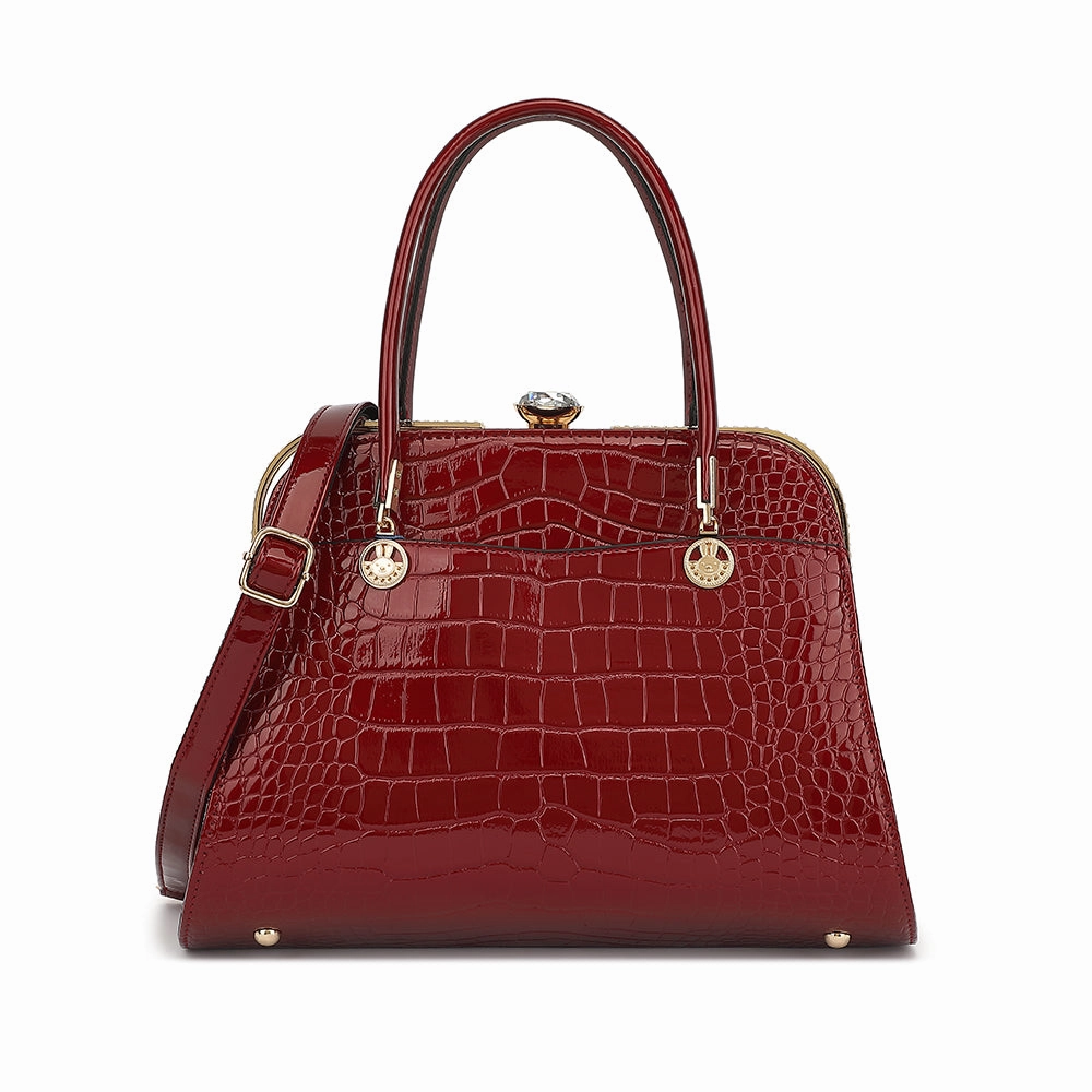 Croco Patent Leather Frame Satchel 3325 Street Lifestyle