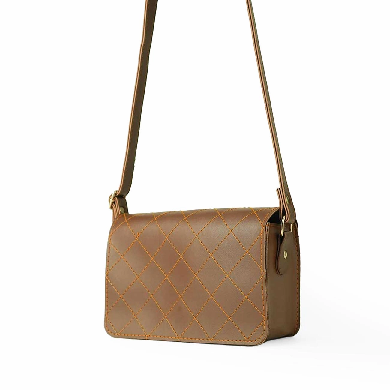 Classic Perfection Cross Stitch Crossbody Bag Brown