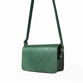 Luxurious leather wallet Casual Fashion Cross Stitch Crossbody Bag Green