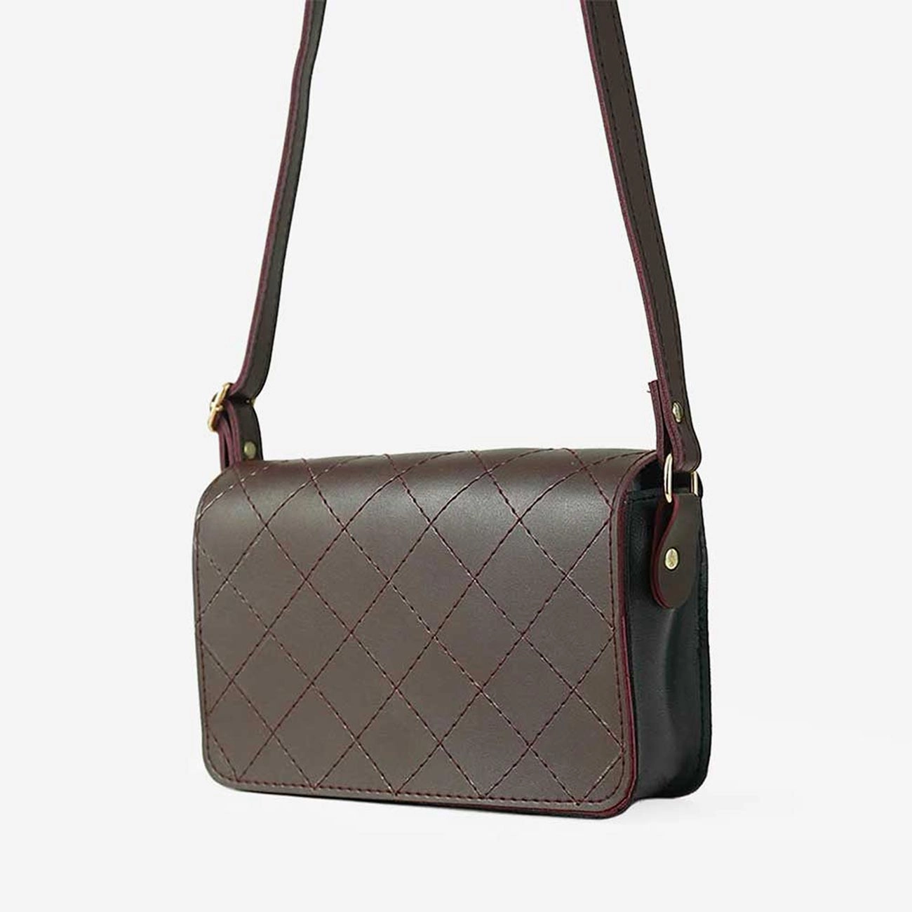 Compact Durability Cross Stitch Crossbody Bag maroon