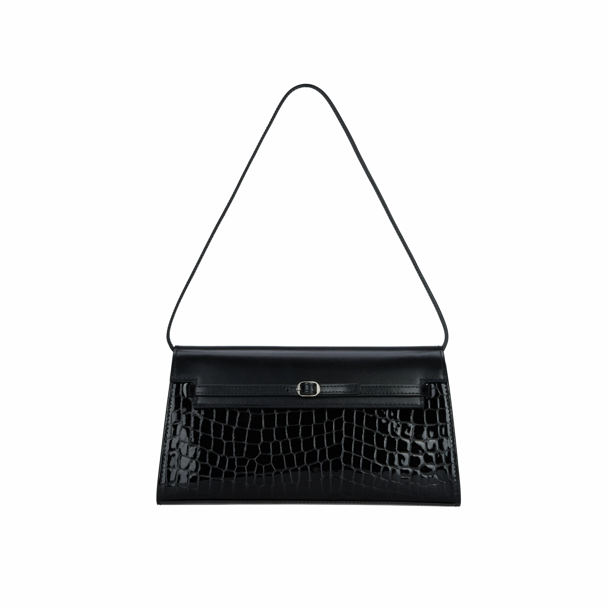 Black Croc Shoulder Bag Practical Look