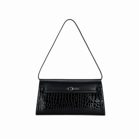 Black Croc Shoulder Bag Practical Look