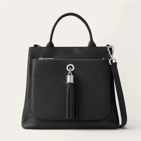 Practical Everyday Modern Comfort Dahlia Tote | Black with Silver hardware