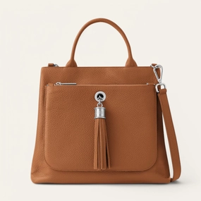 Stylish Companion Dahlia Tote | Tan with Silver hardware