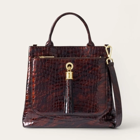 Dahlia Tote | Tortoiseshell Patent Croc with Gold hardware Stylish Design