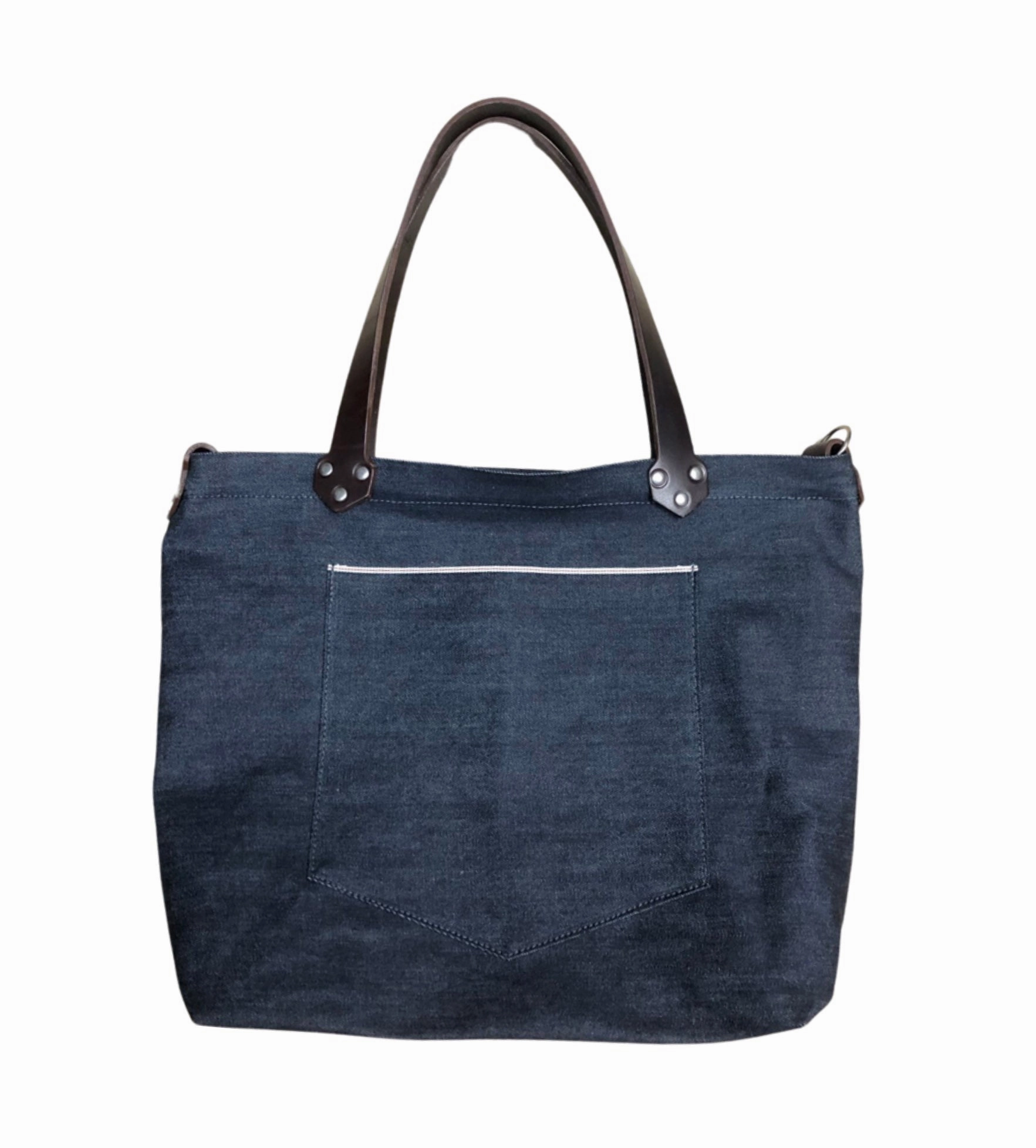 Denim zip tote Compact Companion Flexible Carry
