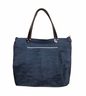 Denim zip tote Compact Companion Flexible Carry