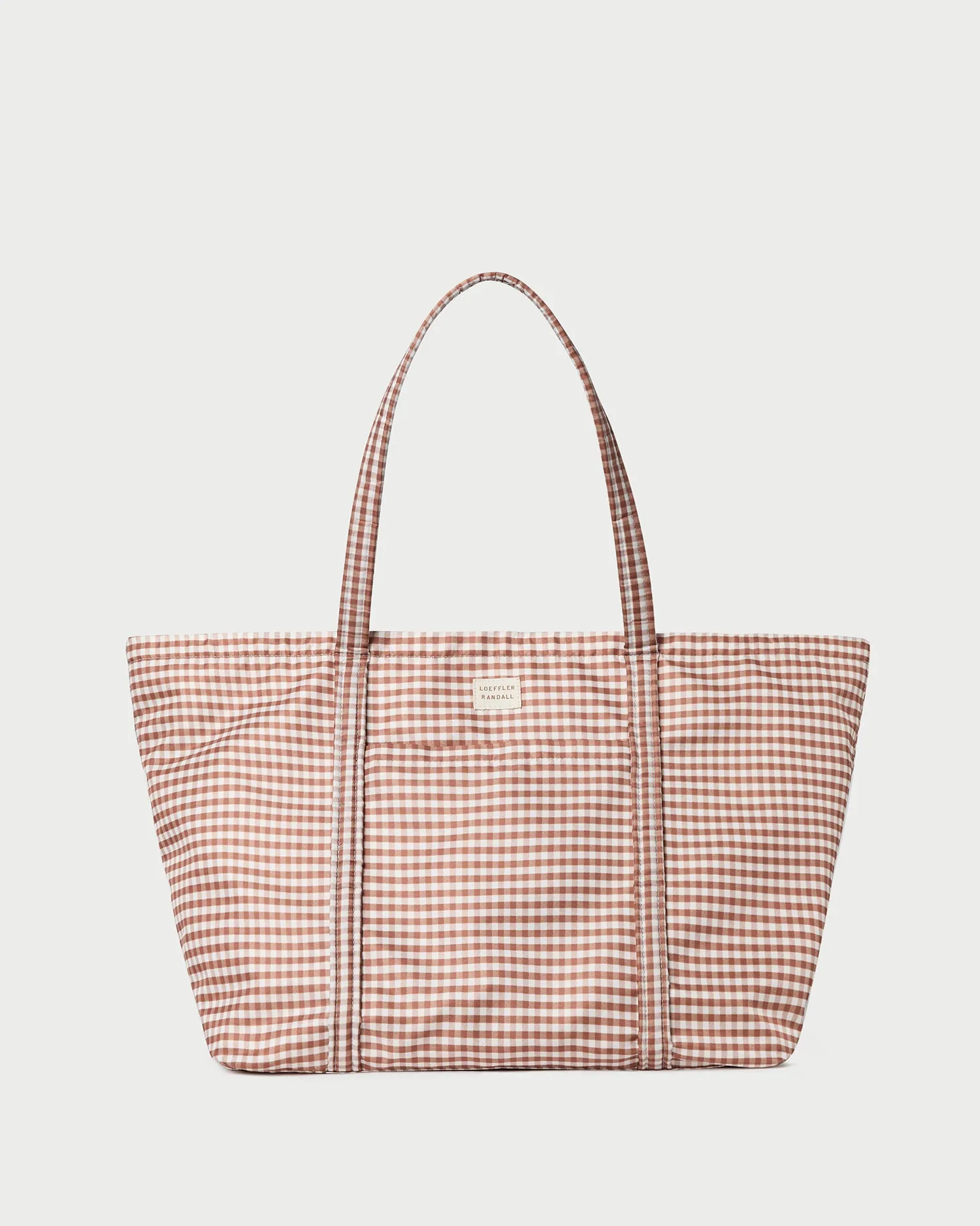 Dina Brown Gingham Travel Tote Sustainable Fabric