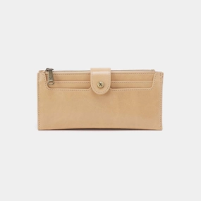 Sleek Touch Refined Geometry Dunn Continental Wallet in Polished Leather - Desert Sand