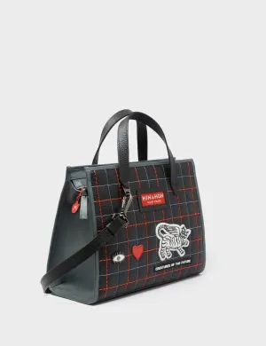 Simon Black Leather Medium Handbag - Lovestitch Design Durable Craft