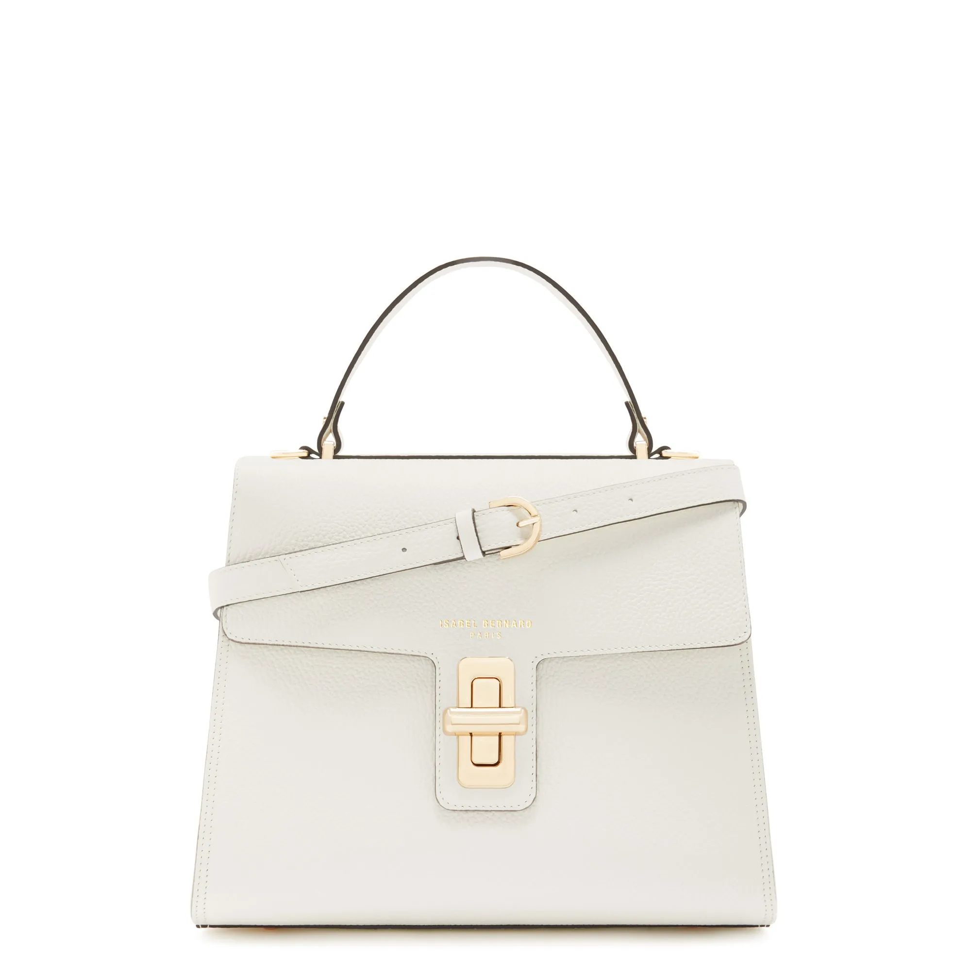 Femme Forte Simone Midi white leather handbag calfskin leather outdoor durability Portable Comfort