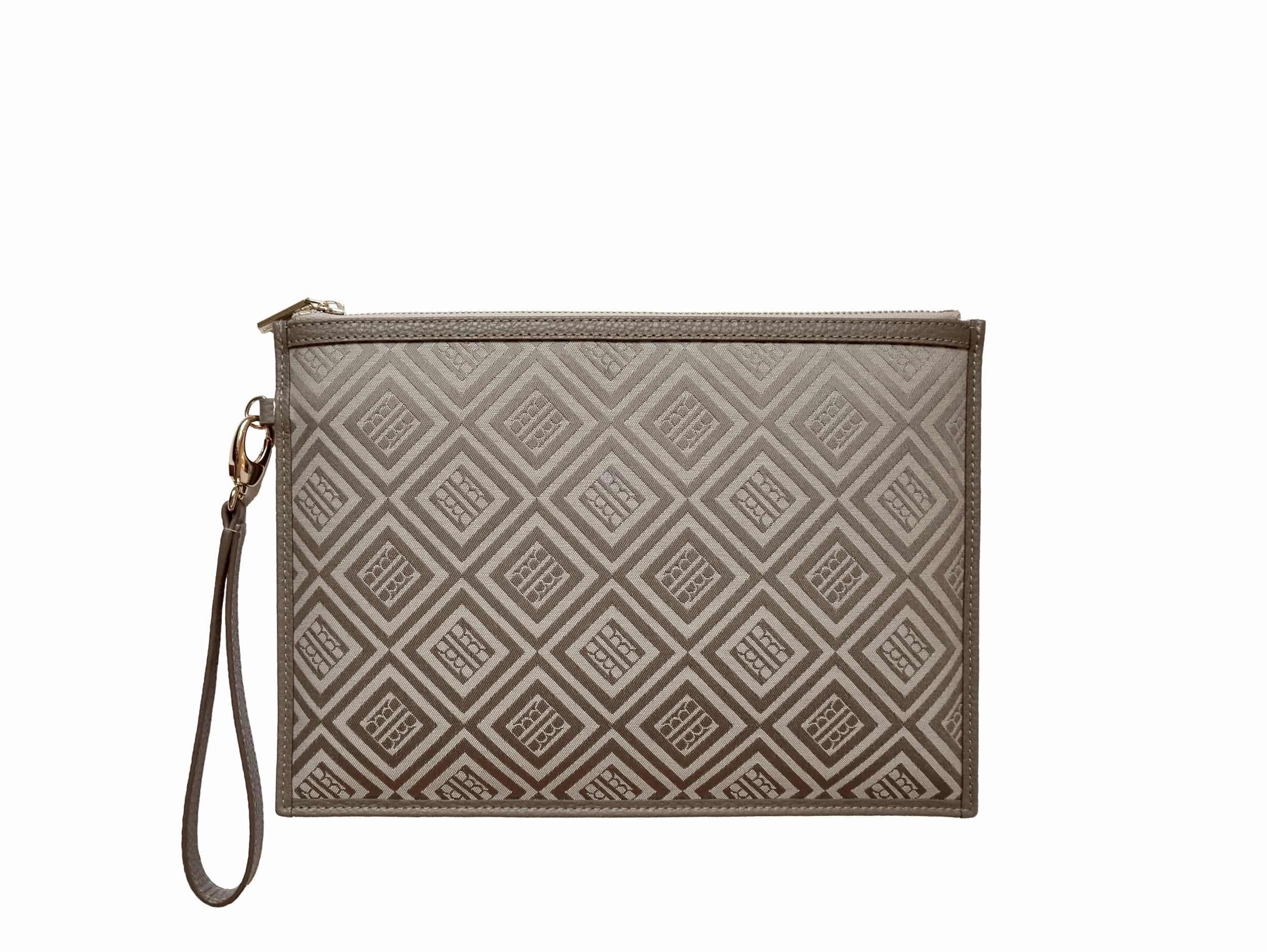 Trendy Journey Small Pouch in Logo Jacquard Print - Beige/Taupe