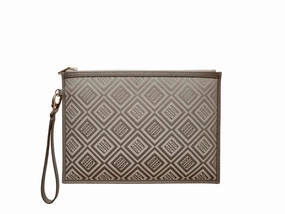 Trendy Journey Small Pouch in Logo Jacquard Print - Beige/Taupe