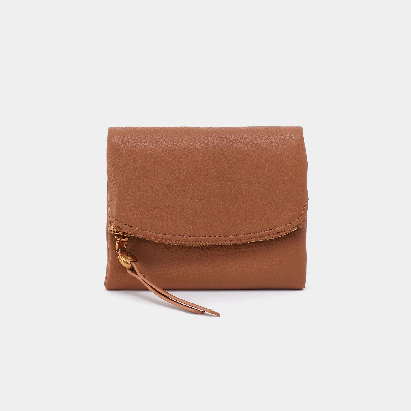 Fern Medium Trifold Wallet In Pebbled Leather - Warm Honey Smart Modernity Compact Carry