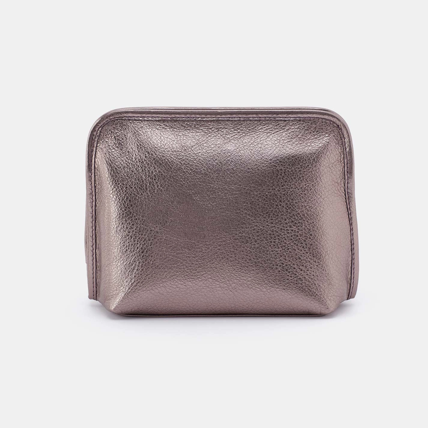 Stylish Practicality Street Utility Beauty Cosmetic Pouch in Metallic Leather - Pewter Spur