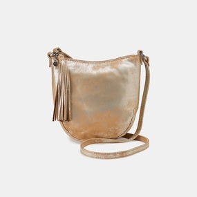 Lexi Crossbody In Pebbled Leather - Saddle Stardust Polished Detail