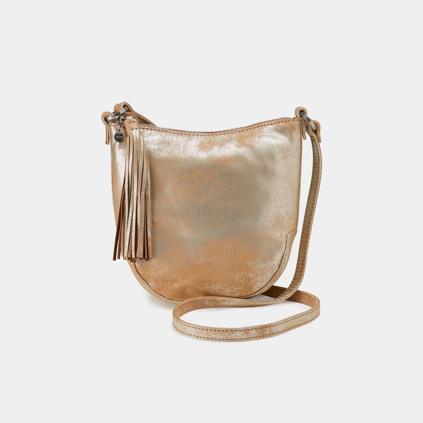 Lexi Crossbody In Pebbled Leather - Saddle Stardust Elegant Durability