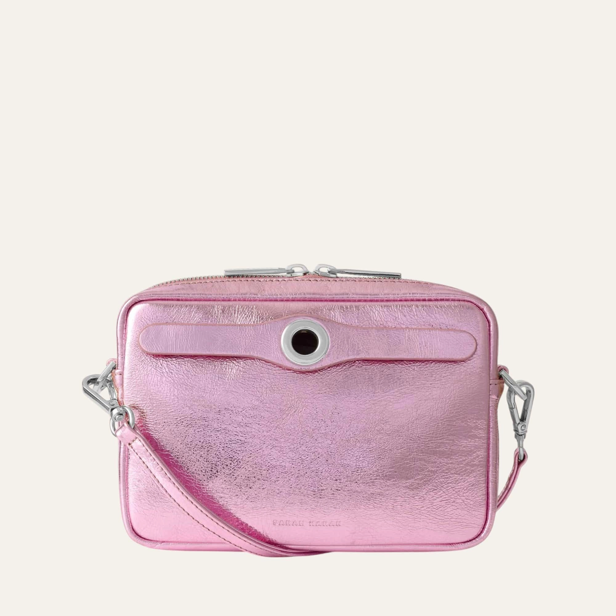 Stylish Carry Millie Crossbody | Metallic Pink with Silver hardware