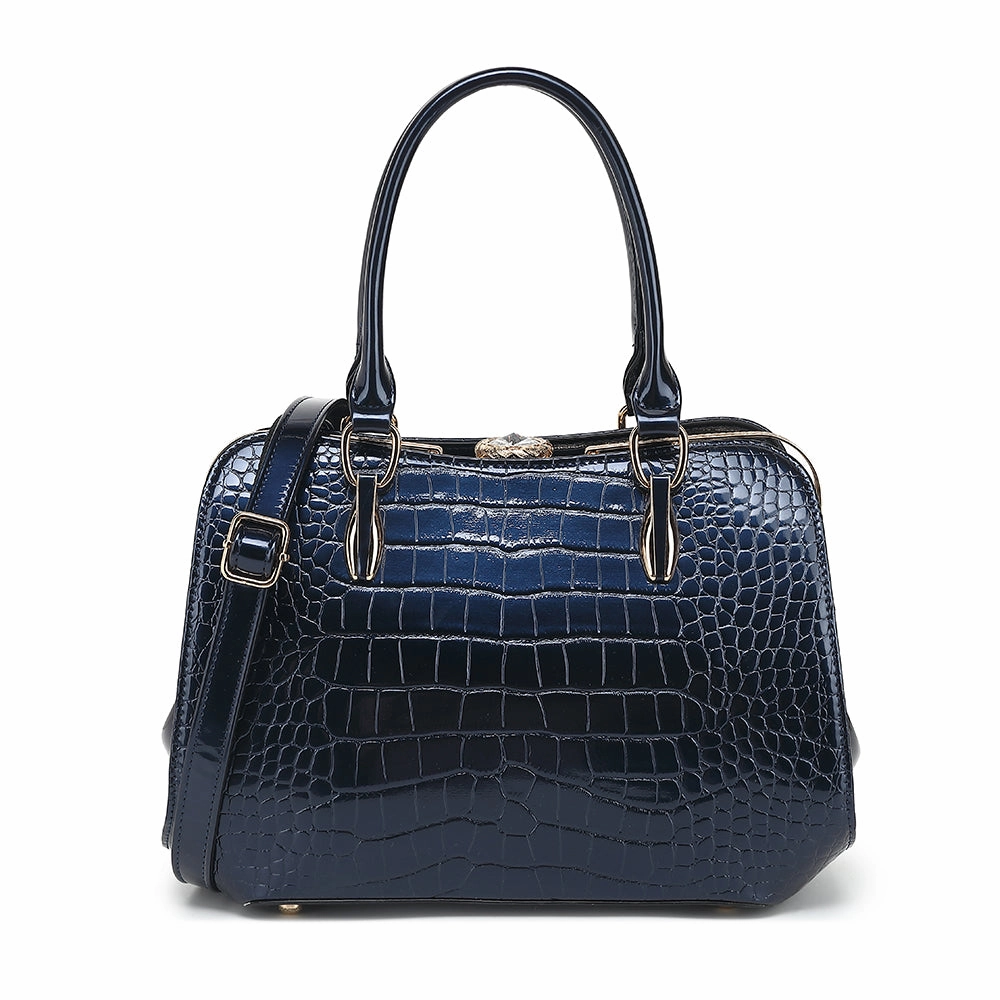 Croco Patent Leather Frame Satchel 2315 Smart Travel