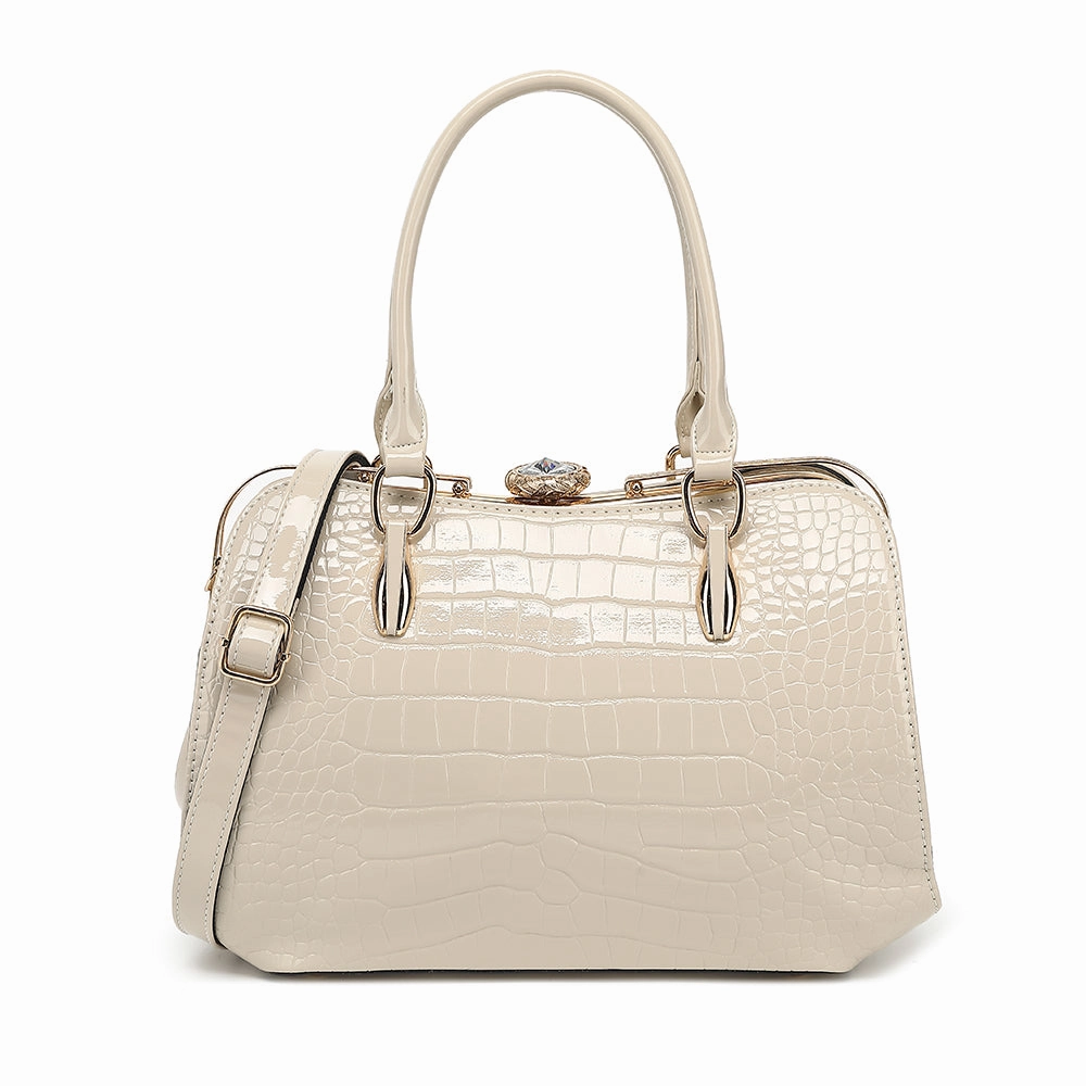 Comfort Accessory Croco Patent Leather Frame Satchel 2315