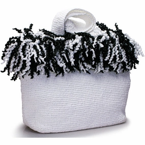 Spiral Tote (Happy Tote). White with Black and White Travel Ready