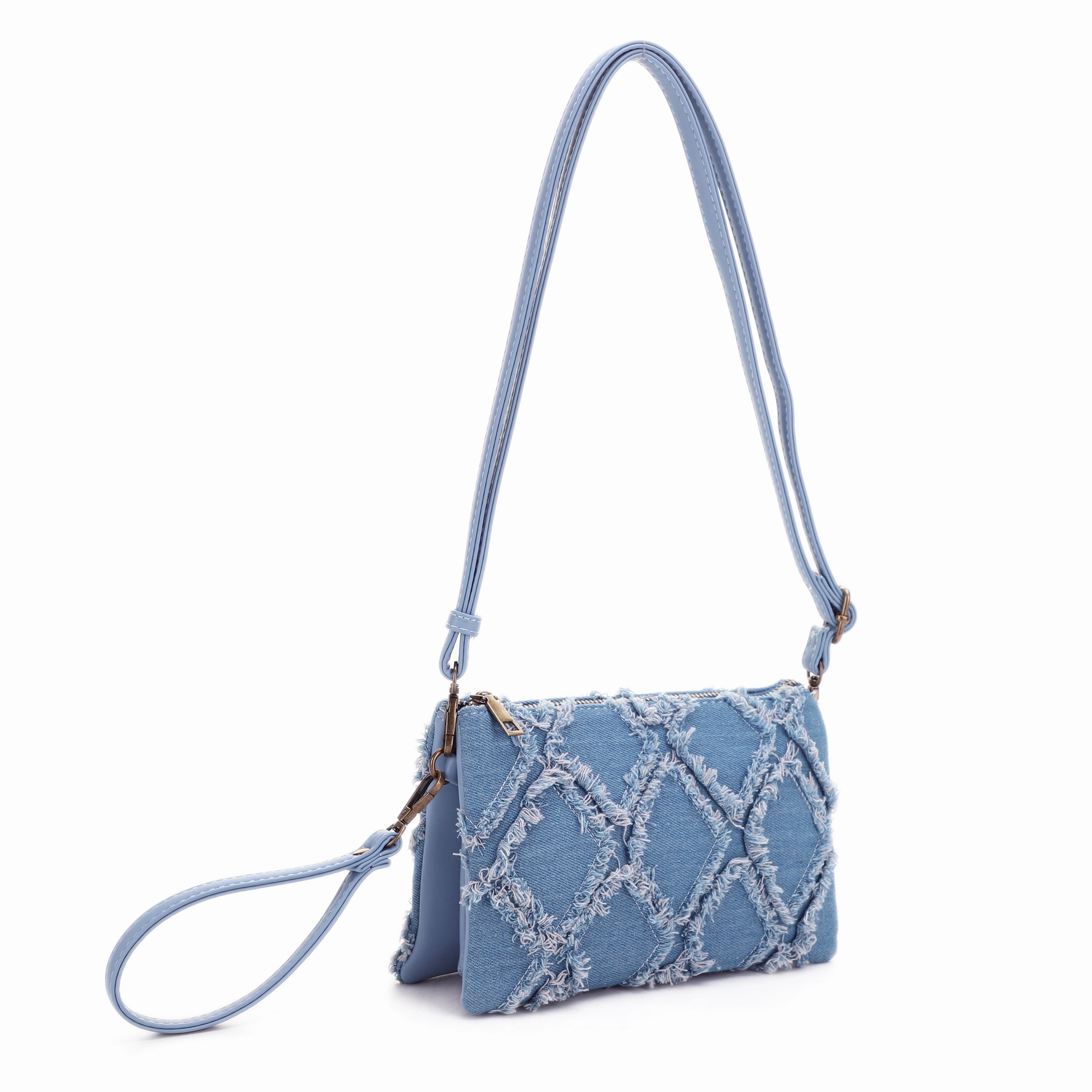 Portable Companion Comfort Travel Callie Distressed Denim Crossbody