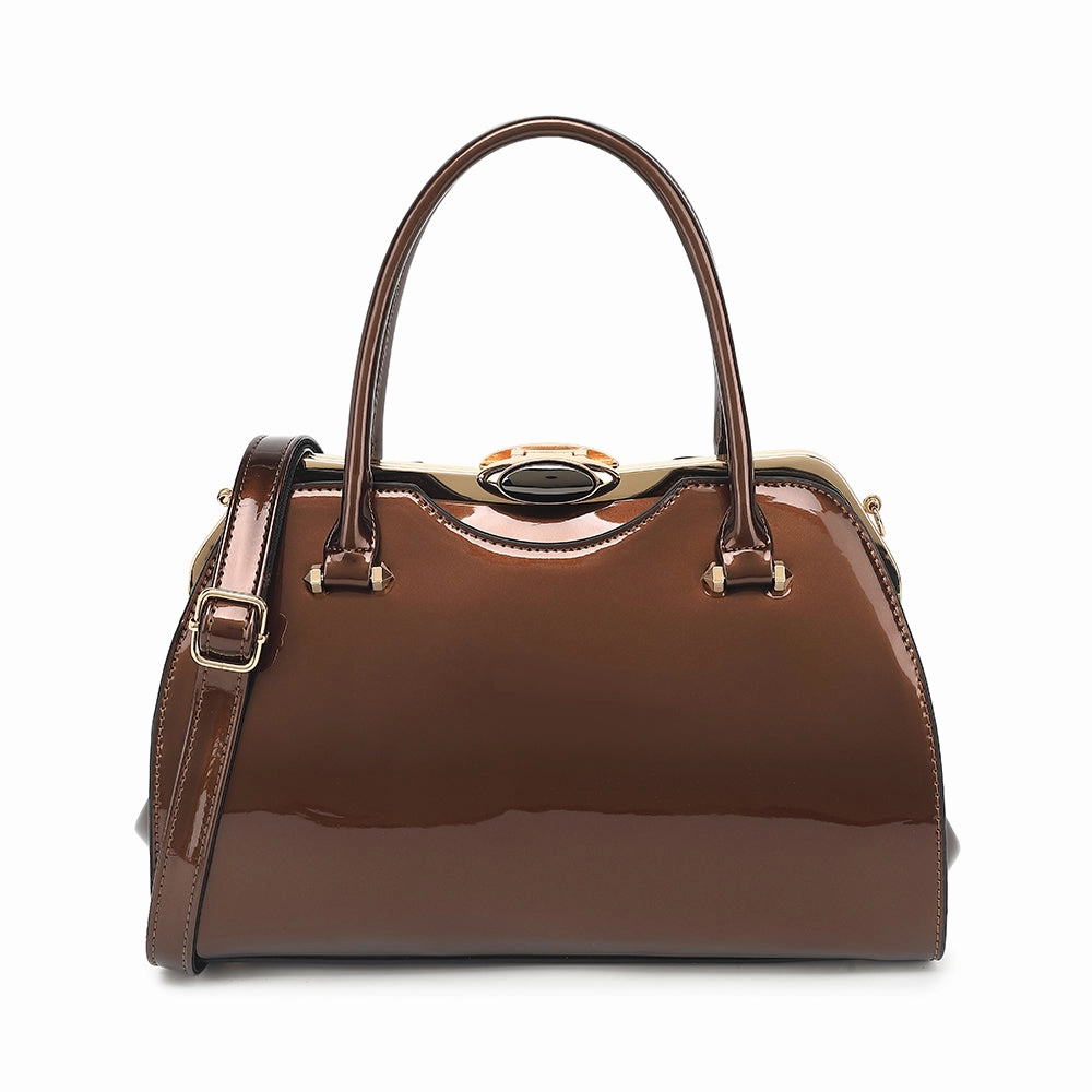 Street Utility Compact Utility Patent Leather Frame Satchel 2280