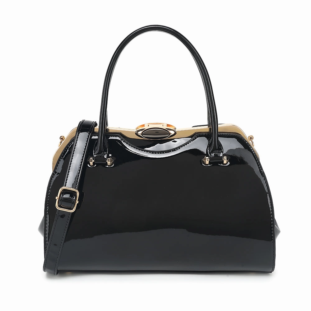 Sustainable Material Patent Leather Frame Satchel 2280