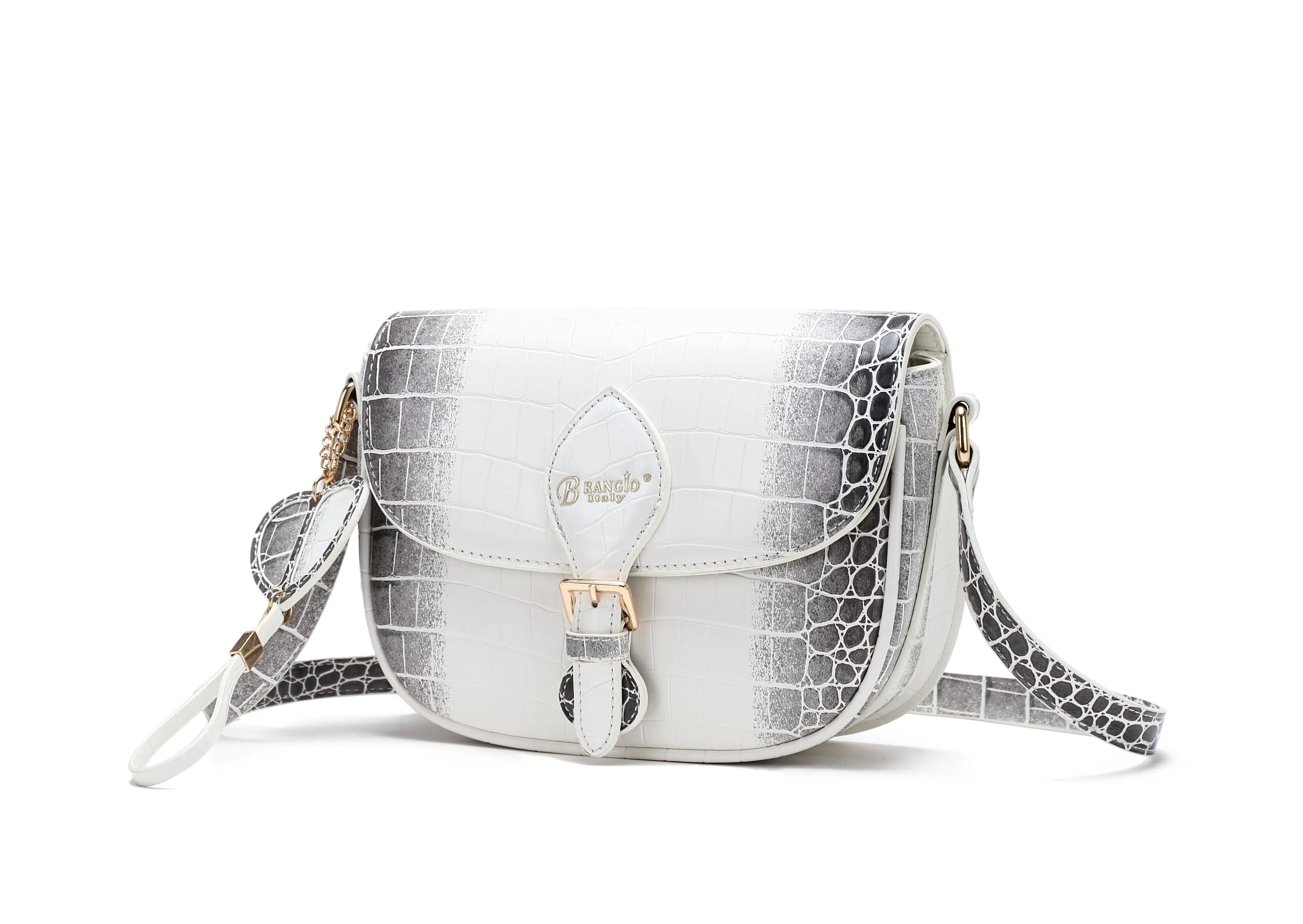 Classic Aesthetic Brangio Croc-Embossed Crossbody Bag