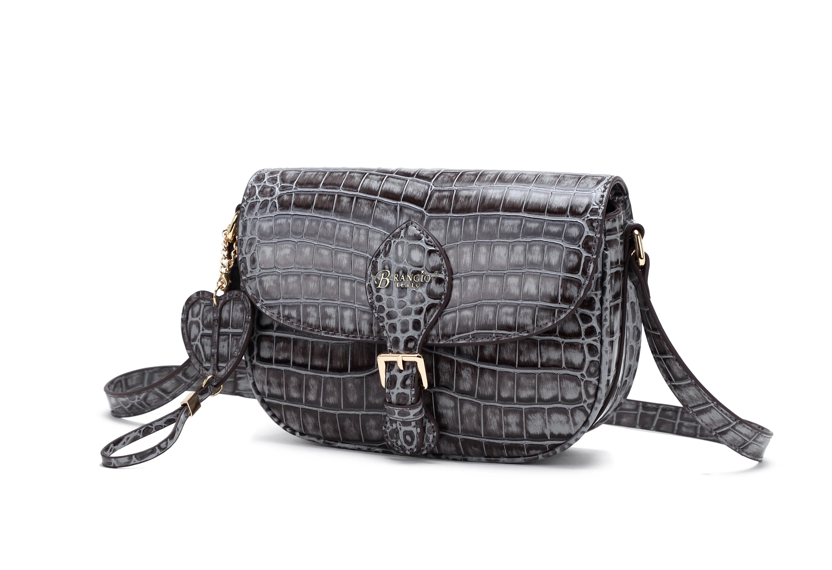 Brangio Croc-Embossed Crossbody Bag Refined Evening