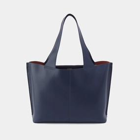 Vida Large Tote In Micro Pebbled Leather - Mood Indigo Durable Fabric Reusable option