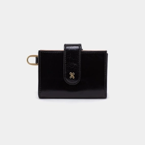 Luxury Craftsmanship Water Resistant Jean Accordion Card Case In Polished Leather - Black