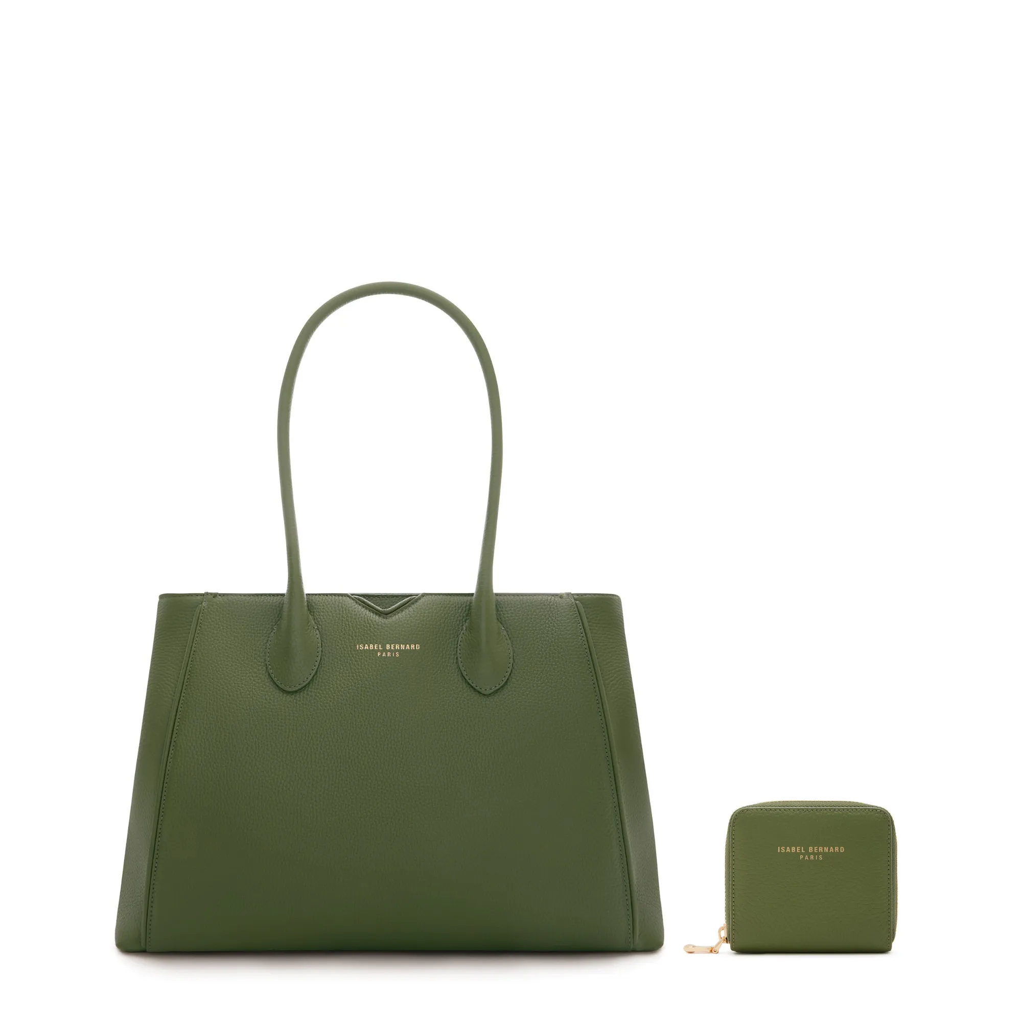 Cadeau d'Isabel green calfskin leather handbag and wallet set Compact Feel