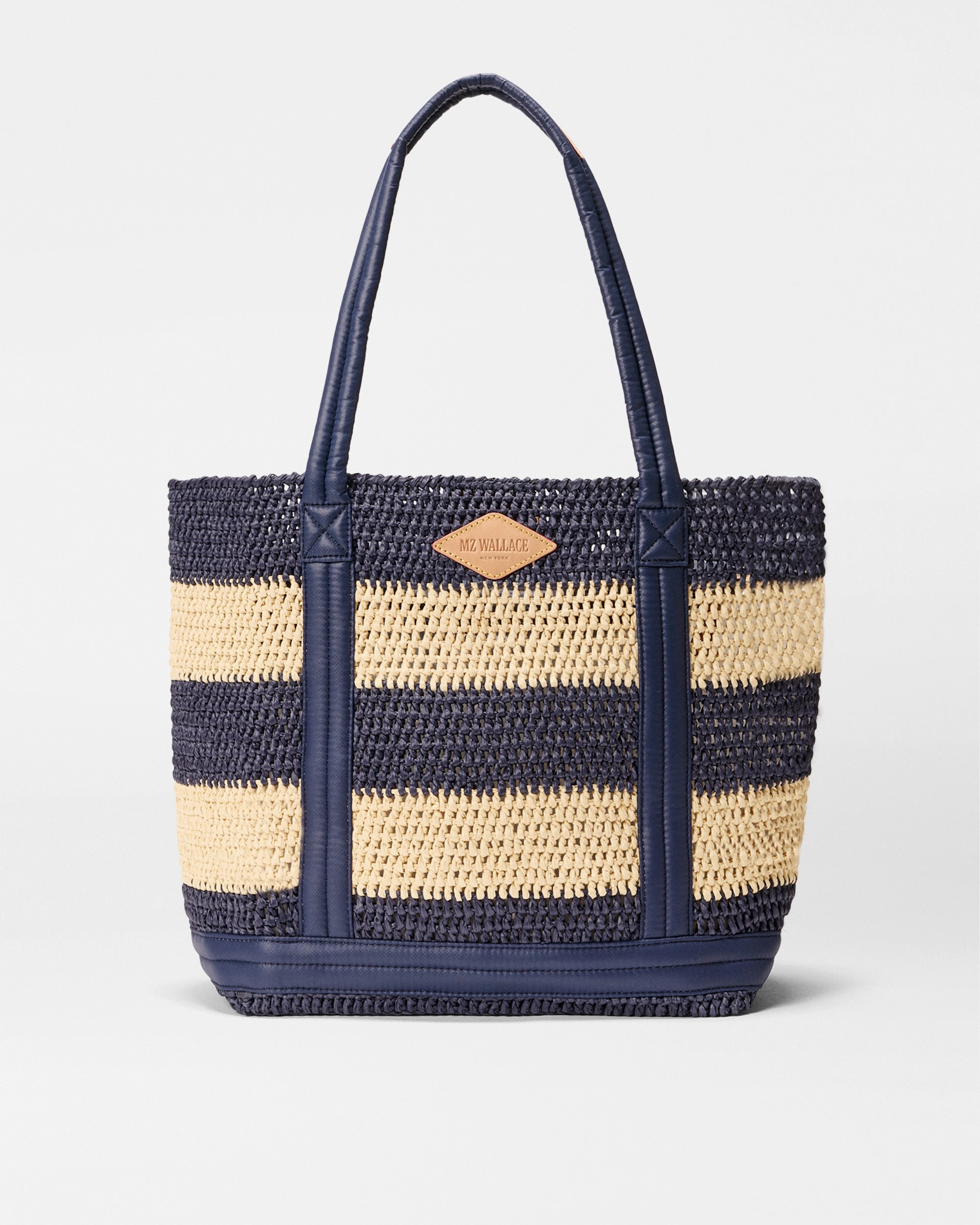 Dawn/Natural Stripe Crochet Medium Crochet Tote Commuter Tote