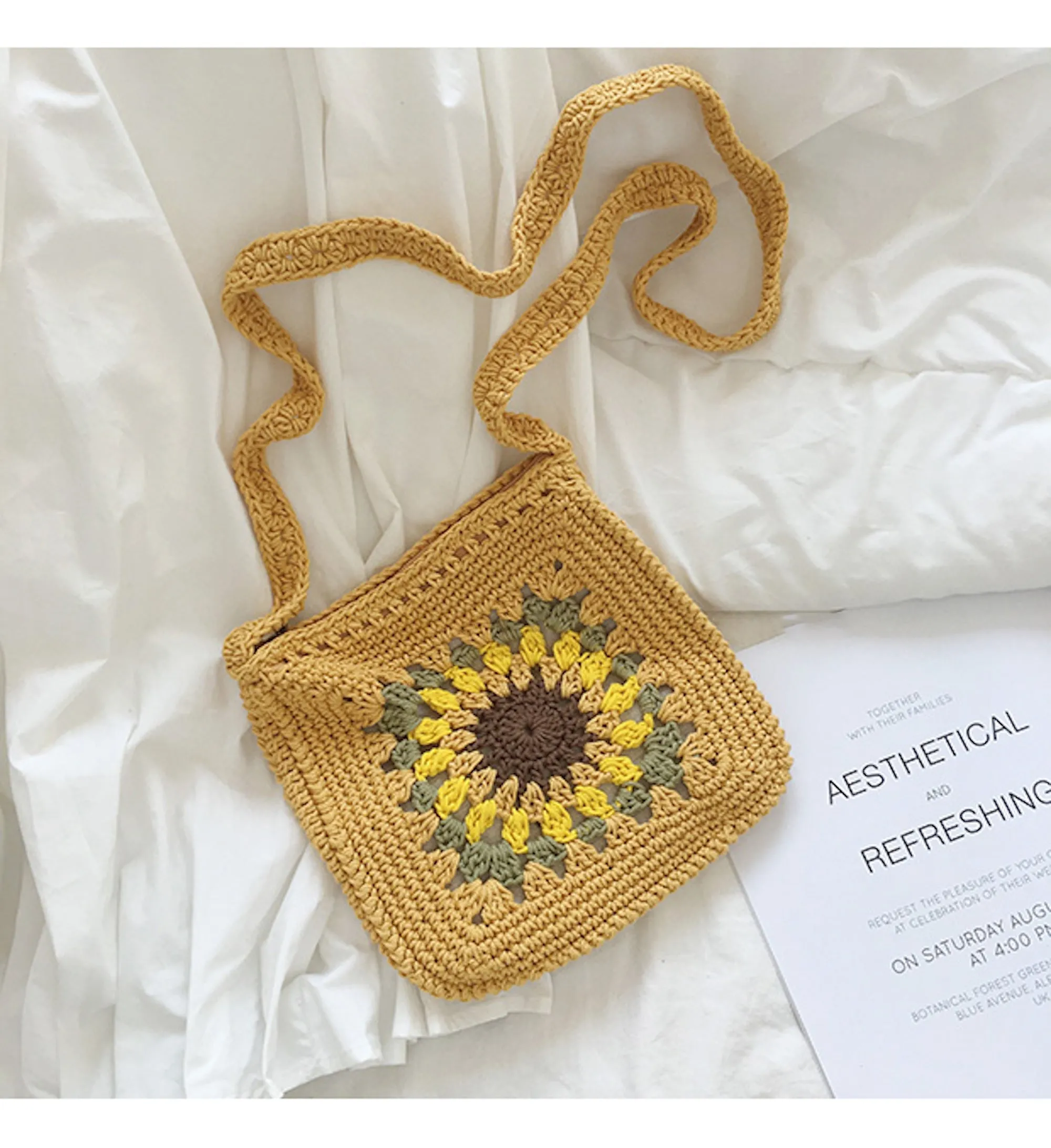 Stylish Functionality Elena Handbags Handmade Crochet Sunflower Purse