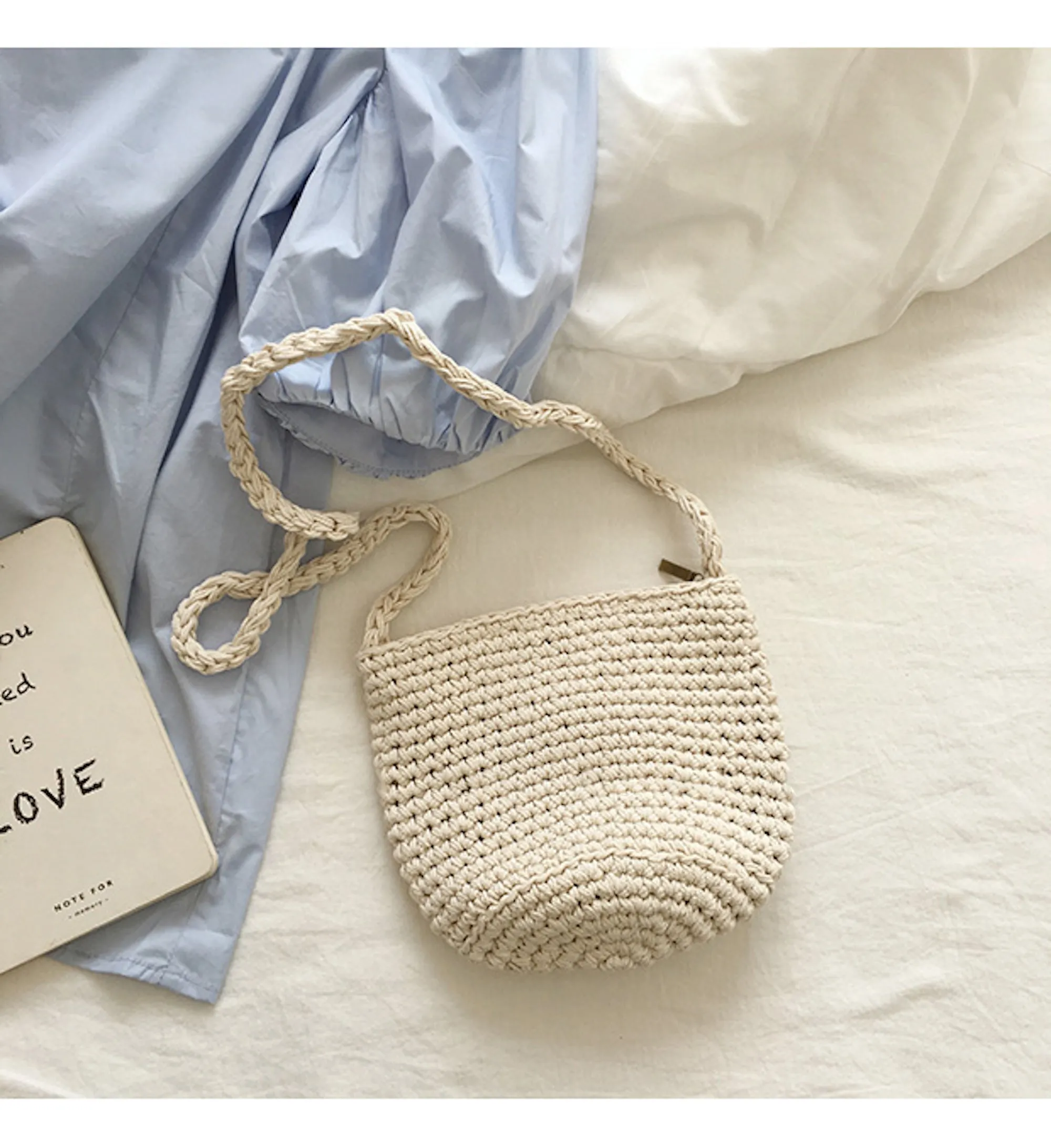 Elena Handbags Small Cotton Knitted Shoulder Bag Workday Essential