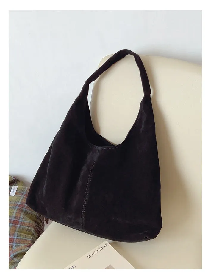 Minimalist Aesthetic Versatile Design Elena Handbags Soft Suede Shoulder Bag