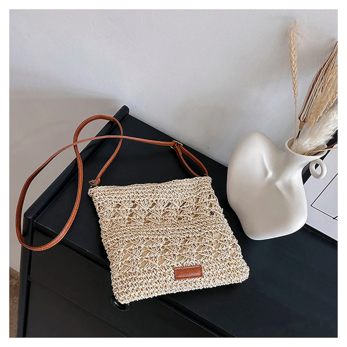 Urban Utility Elena Handbags Straw Woven Crossbody Purse