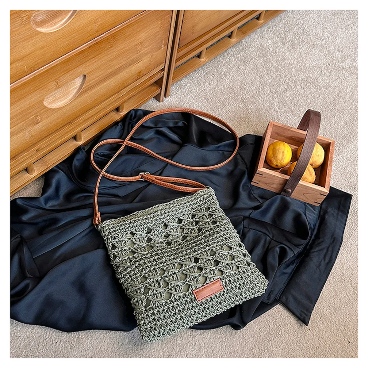 Elena Handbags Straw Woven Crossbody Purse Daily Function