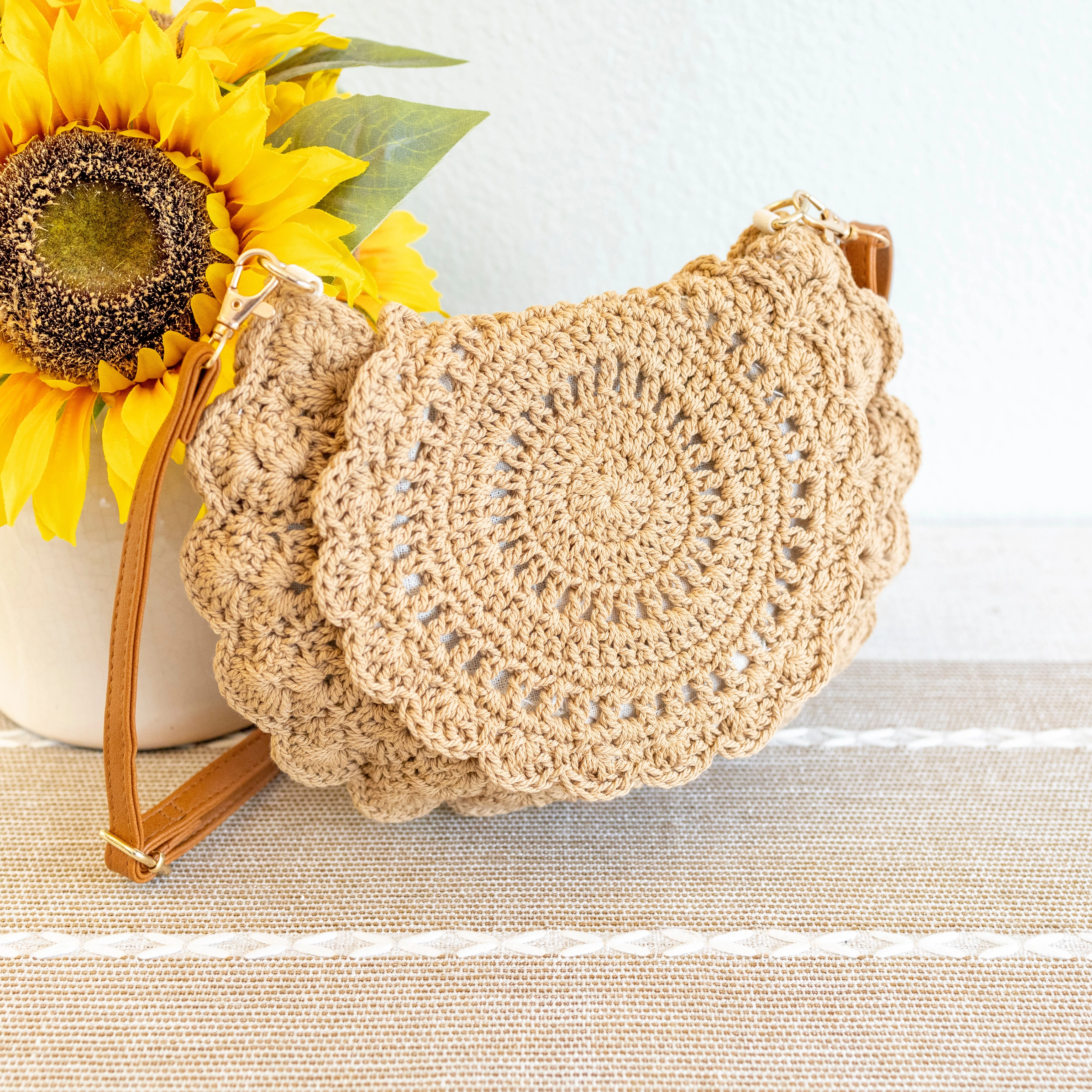 Elena Handbags Boho Crochet Crossbody Bag Everyday Comfort