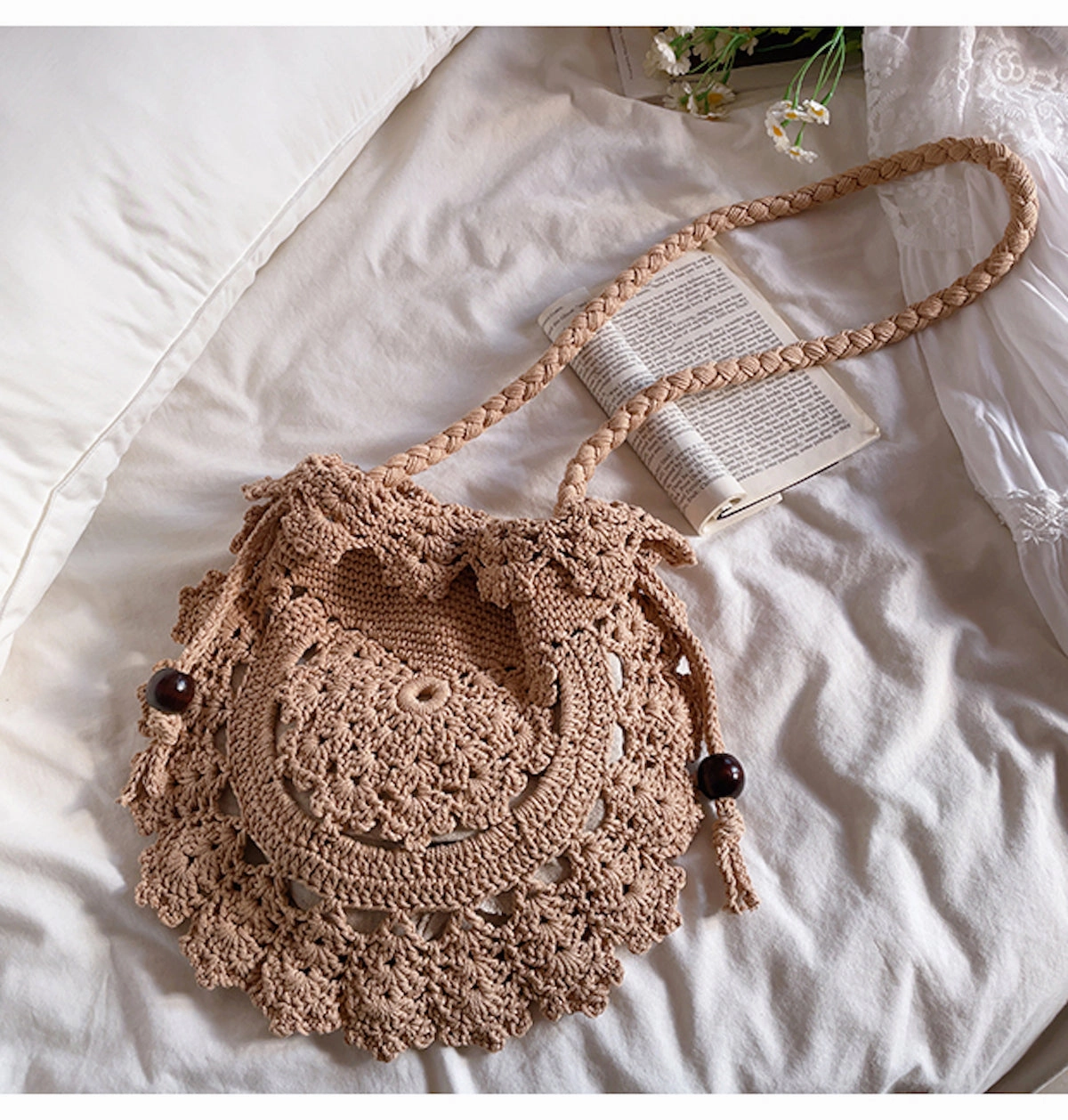 Compact Storage Elena Handbags Boho Knitted Shoulder Bag