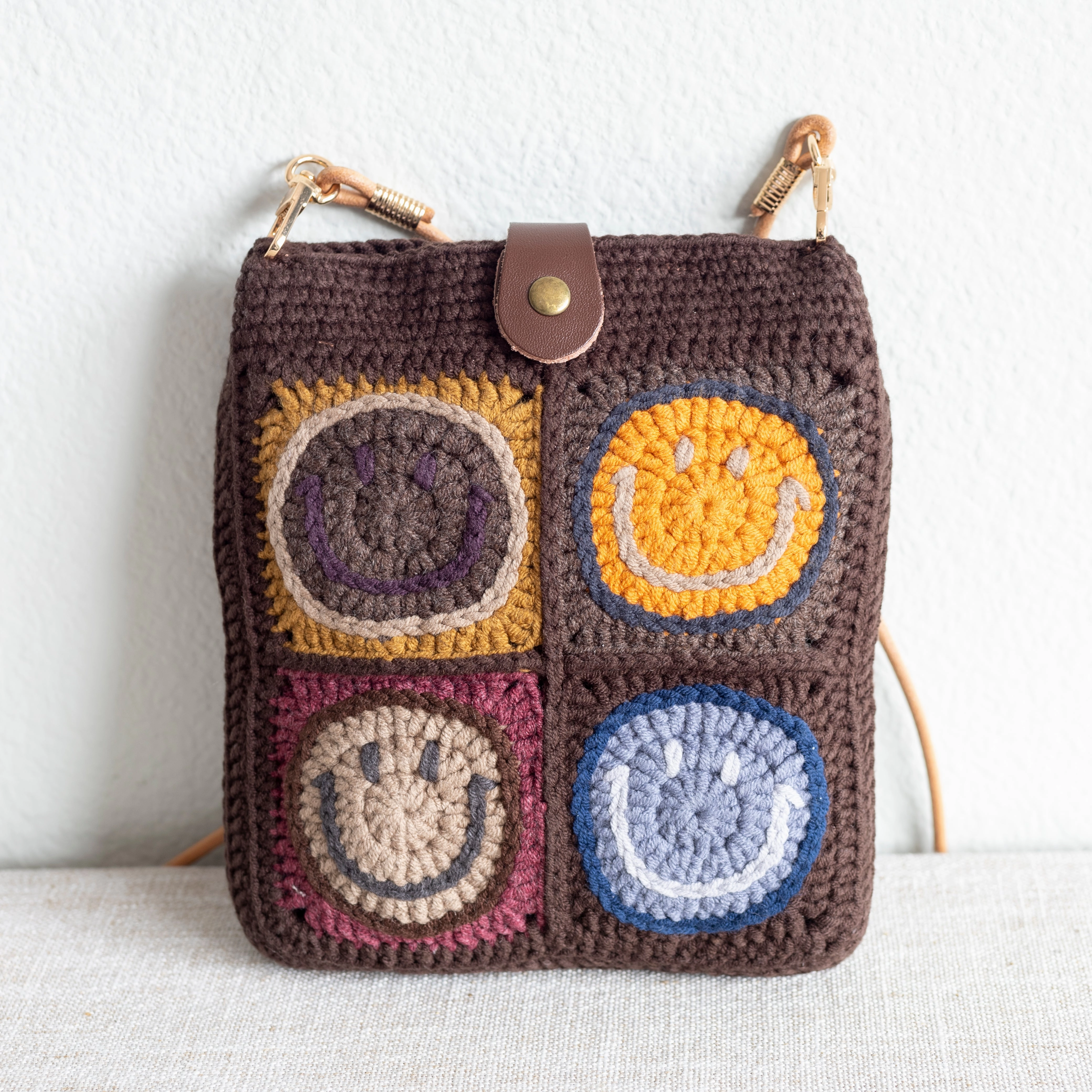 Effortless Travel Elena Handbags Crochet Smiley Face Shoulder Bag