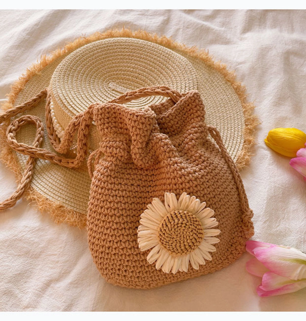 Stylish Design Lightweight Journey Elena Handbags Handmade Crochet Flower Purse