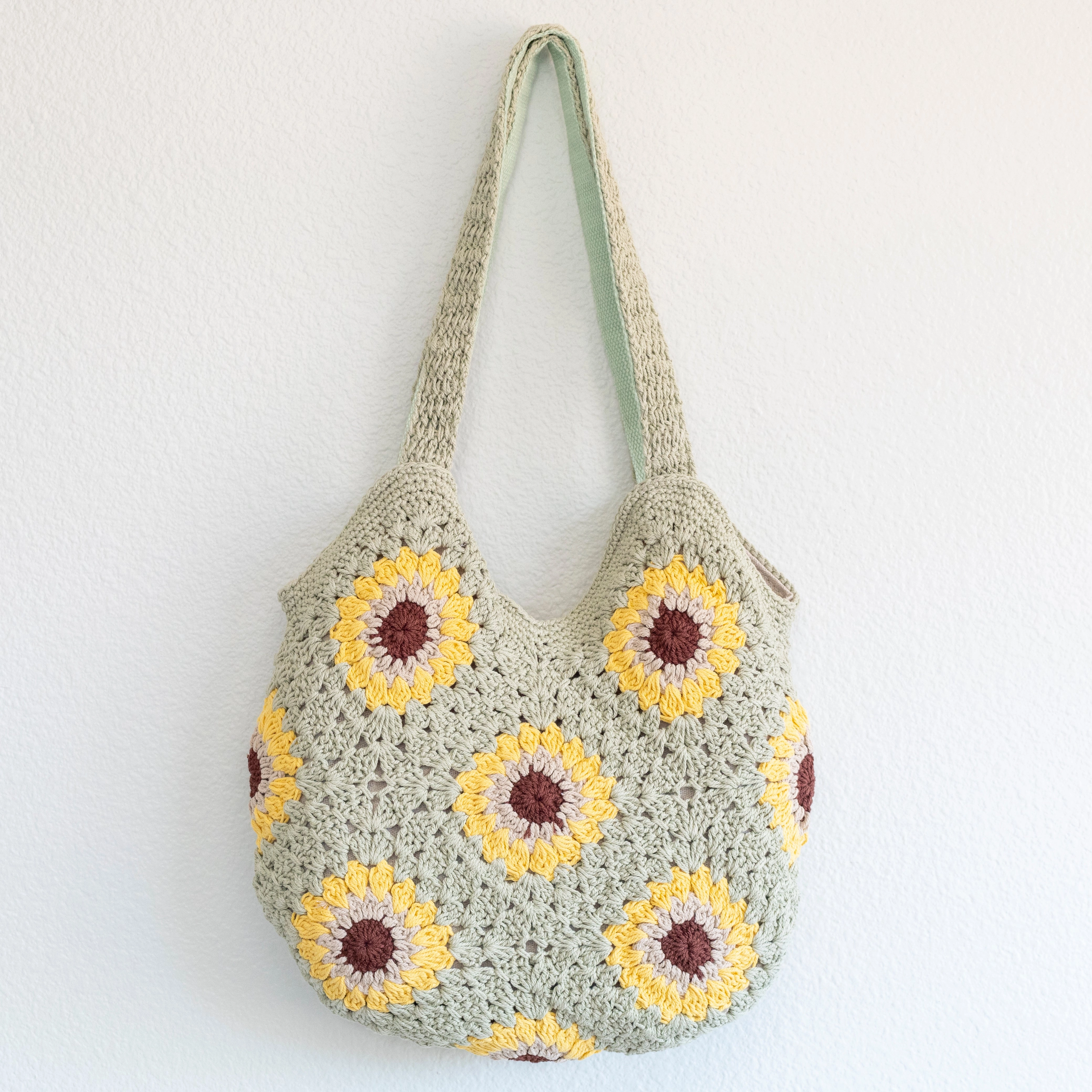 Daily Journey Urban Aesthetic Elena Handbags Handmade Crochet Sunflower Granny Square Tote