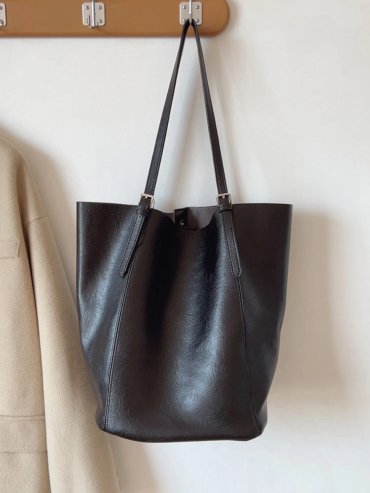 Everyday Practicality Elena Handbags Simple Leather Tote Bag